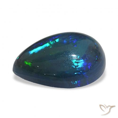 Opale noire Multicolore naturelle En forme de poire, 4.65 ct, Translucide