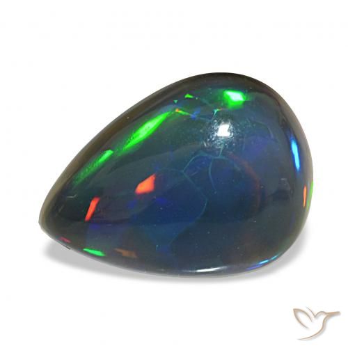 3.48ct Multicolore Opale noire, En forme de poire, Translucide