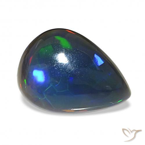 Opale noire Multicolore naturelle En forme de poire, 3.48 ct, Translucide