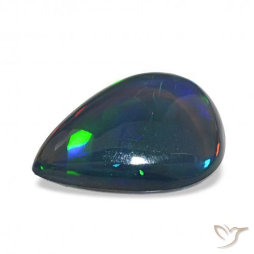 Opale noire Multicolore naturelle En forme de poire, 3.48 ct, Translucide