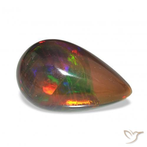 Opale noire Multicolore naturelle En forme de poire, 3.95 ct, Opaque