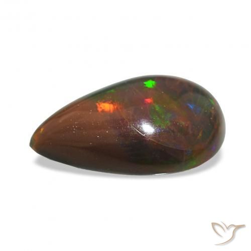Opale noire Multicolore naturelle En forme de poire, 3.95 ct, Opaque