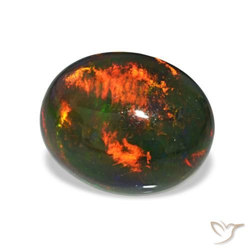 Opale noire Multicolore naturelle ovale, 2.46 ct, Opaque