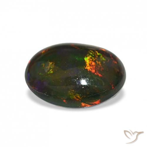 Opale noire Multicolore naturelle ovale, 2.46 ct, Opaque