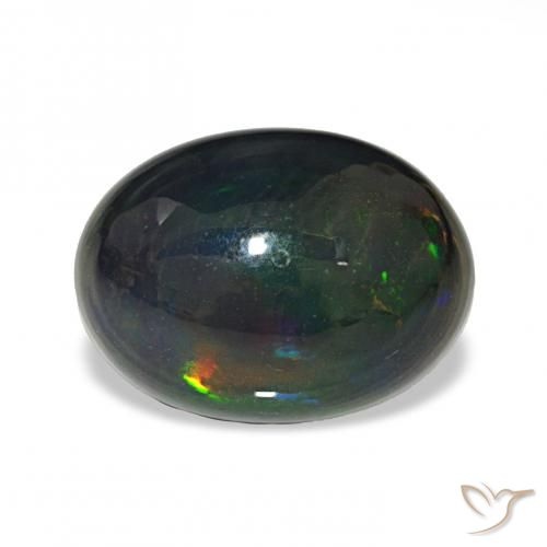 Opale noire Multicolore naturelle ovale, 3.56 ct, Opaque