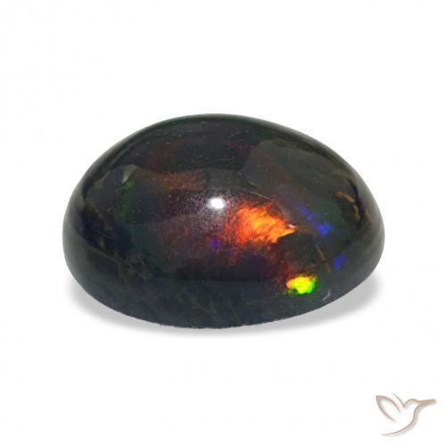 Opale noire Multicolore naturelle ovale, 3.56 ct, Opaque