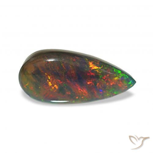 Opale noire Multicolore naturelle En forme de poire, 3.04 ct, Opaque