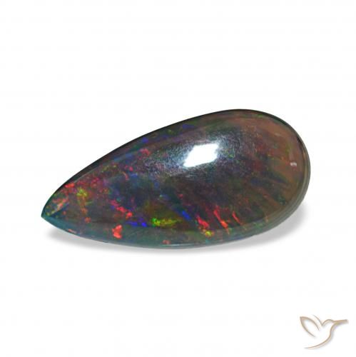 Opale noire Multicolore naturelle En forme de poire, 3.04 ct, Opaque