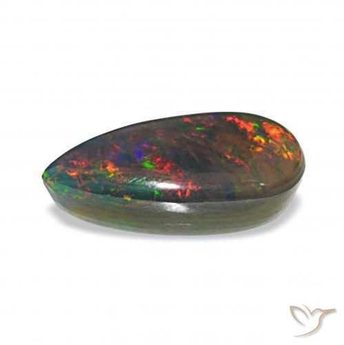 Opale noire Multicolore naturelle En forme de poire, 3.04 ct, Opaque