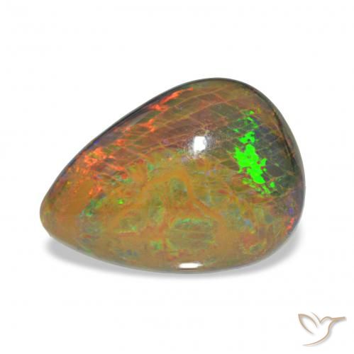 Opale noire Multicolore naturelle En forme de poire, 3.46 ct, Opaque