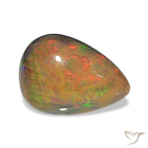 Opale noire Multicolore naturelle En forme de poire, 3.46 ct, Opaque