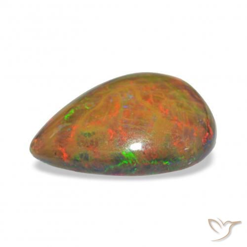 Opale noire Multicolore naturelle En forme de poire, 3.46 ct, Opaque