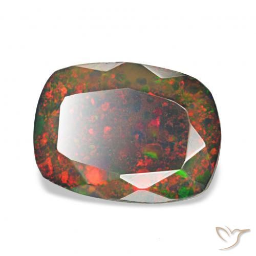 Opale noire Multicolore naturelle Coussin, 0.90 ct, Opaque