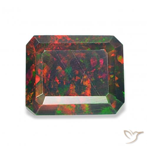 1.52ct Multicolore Opale noire, Taille émeraude, Opaque