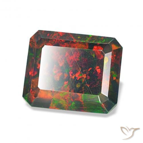 Opale noire Multicolore naturelle Octogone / coupe Émeraude, 1.52 ct, Opaque