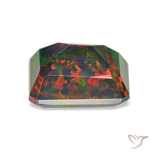 Opale noire Multicolore naturelle Octogone / coupe Émeraude, 1.52 ct, Opaque