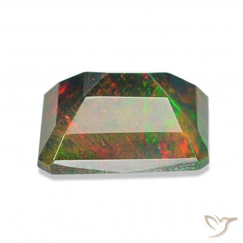 Opale noire Multicolore naturelle Octogone / coupe Émeraude, 1.45 ct, Opaque