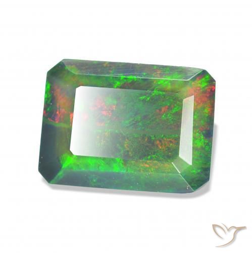 Opale noire Multicolore naturelle Octogone / coupe Émeraude, 0.85 ct, Opaque