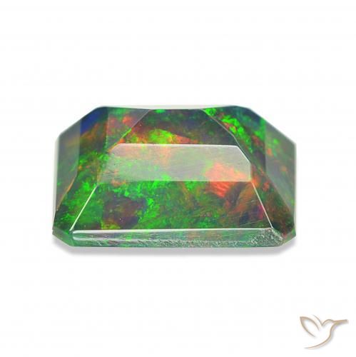Opale noire Multicolore naturelle Octogone / coupe Émeraude, 0.85 ct, Opaque
