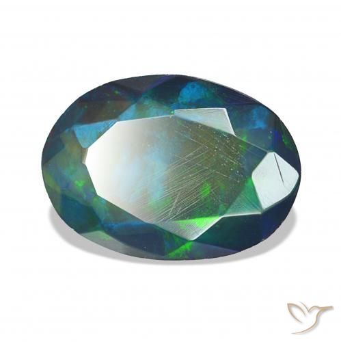 Opale noire Multicolore naturelle ovale, 1.44 ct, Opaque