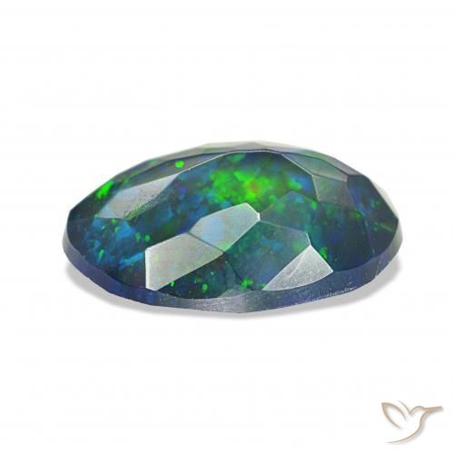 Opale noire Multicolore naturelle ovale, 1.44 ct, Opaque