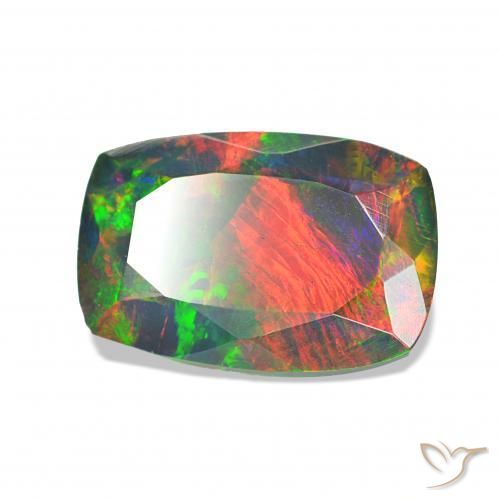 Opale noire Multicolore naturelle Coussin, 1.20 ct, Opaque