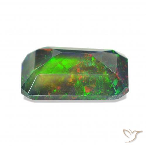 Opale noire Multicolore naturelle Octogone / coupe Émeraude, 1.24 ct, Opaque