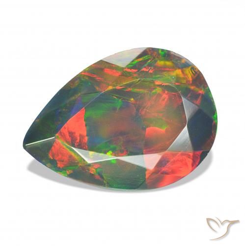 Opale noire Multicolore naturelle En forme de poire, 1.36 ct, Opaque