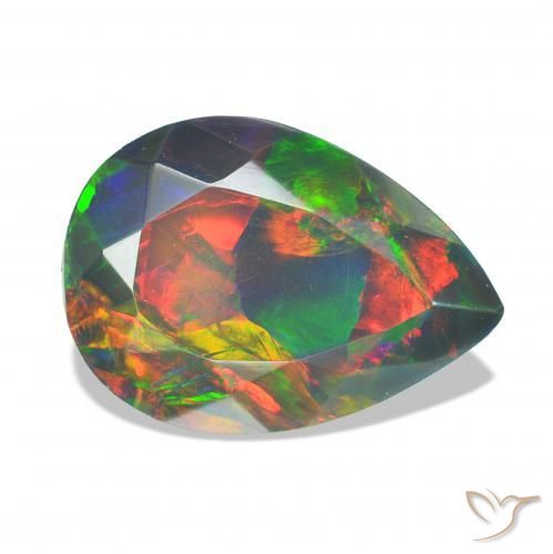 Opale noire Multicolore naturelle En forme de poire, 1.36 ct, Opaque