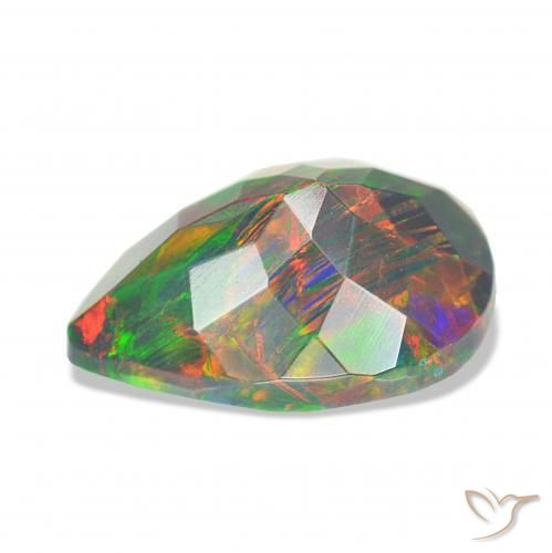 Opale noire Multicolore naturelle En forme de poire, 1.36 ct, Opaque
