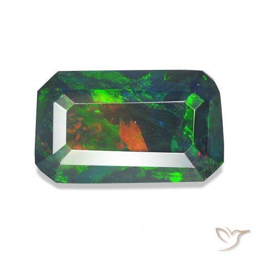 Opale noire Multicolore naturelle Octogone / coupe Émeraude, 1.55 ct, Opaque