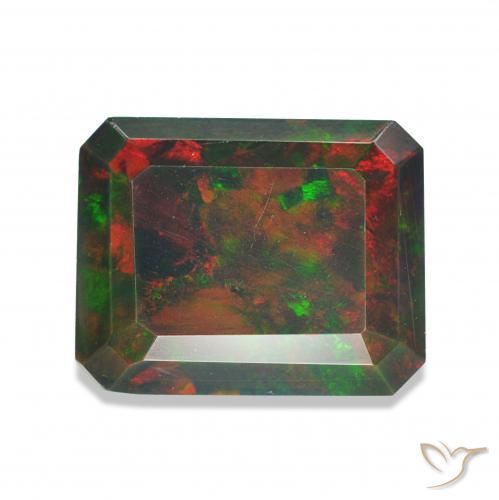 1.59ct Multicolore Opale noire, Taille émeraude, Opaque