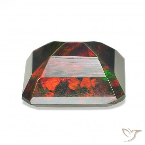 Opale noire Multicolore naturelle Taille émeraude, 1.59 ct, Opaque