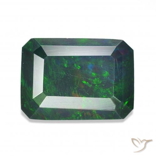 0.97ct Multicolore Opale noire, Taille émeraude, Opaque