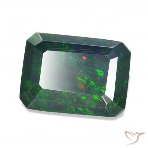 Opale noire Multicolore naturelle Taille émeraude, 0.97 ct, Opaque