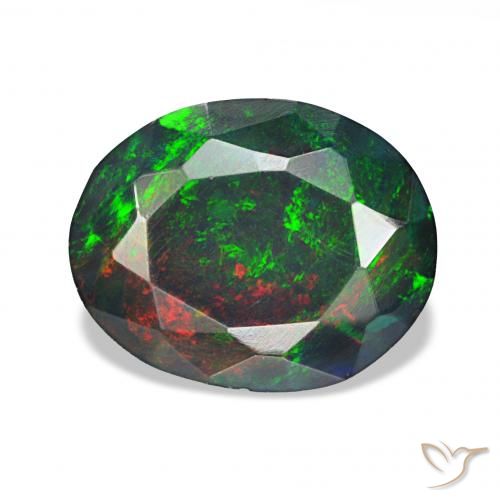 Opale noire Multicolore naturelle ovale, 1.75 ct, Opaque