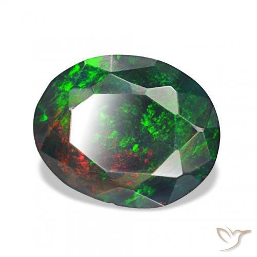 Opale noire Multicolore naturelle ovale, 1.75 ct, Opaque