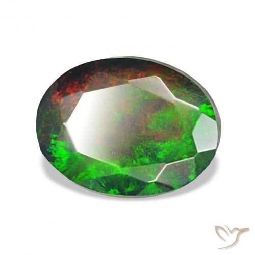 Opale noire Multicolore naturelle ovale, 1.31 ct, Opaque