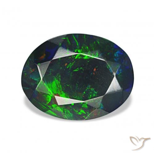 Opale noire Multicolore naturelle ovale, 1.55 ct, Opaque