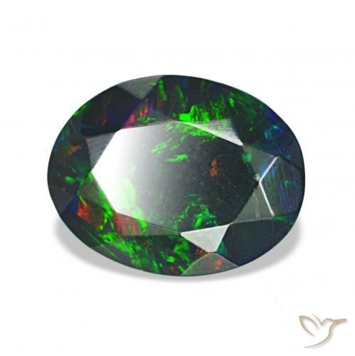 Opale noire Multicolore naturelle ovale, 1.55 ct, Opaque