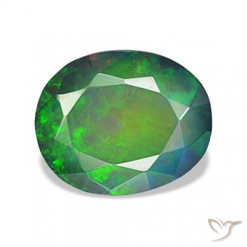 Opale noire Multicolore naturelle ovale, 1.46 ct, Opaque