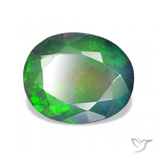 Opale noire Multicolore naturelle ovale, 1.46 ct, Opaque