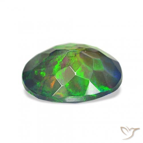 Opale noire Multicolore naturelle ovale, 1.46 ct, Opaque