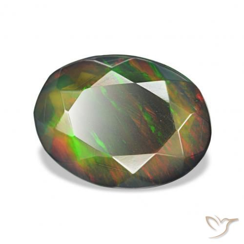 Opale noire Multicolore naturelle ovale, 1.10 ct, Opaque