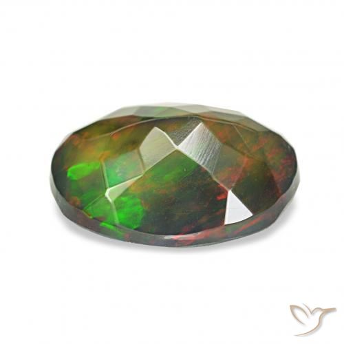 Opale noire Multicolore naturelle ovale, 1.10 ct, Opaque