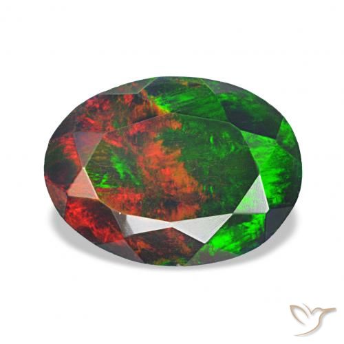 Opale noire Multicolore naturelle ovale, 1.07 ct, Opaque