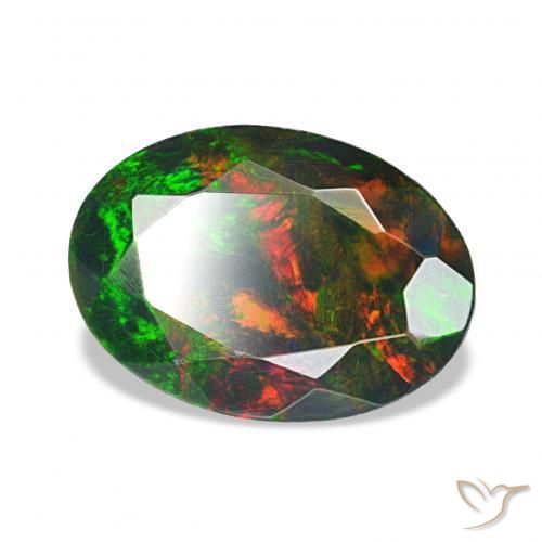 Opale noire Multicolore naturelle ovale, 0.90 ct, Opaque