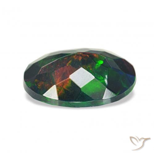 Opale noire Multicolore naturelle ovale, 0.98 ct, Opaque