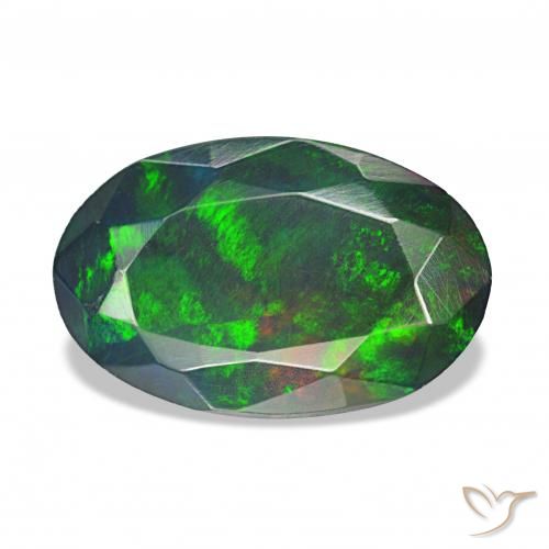 Opale noire Multicolore naturelle ovale, 1.81 ct, Opaque