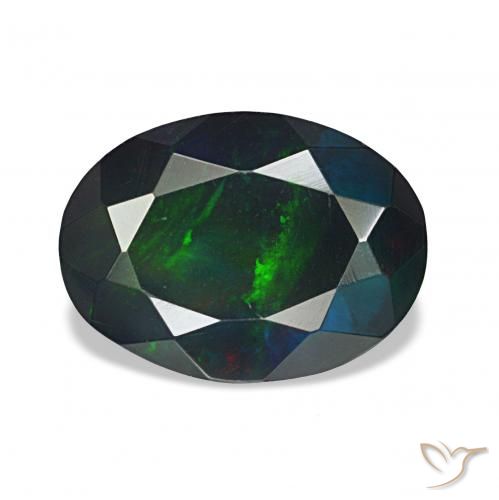 Opale noire Multicolore naturelle ovale, 1.36 ct, Opaque